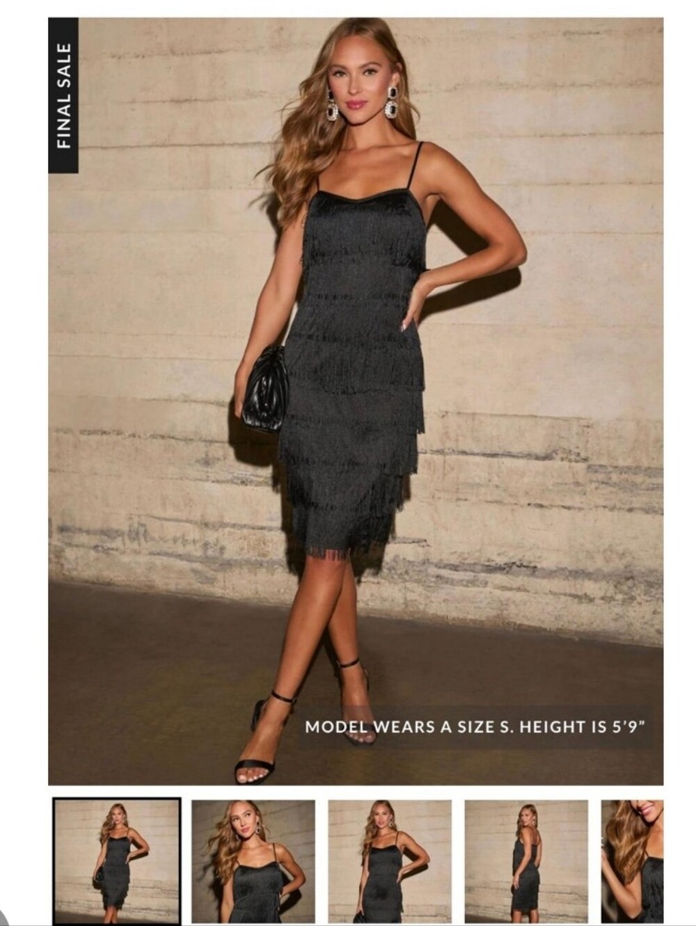 Gilli Women's Black Fringe Slip Dress